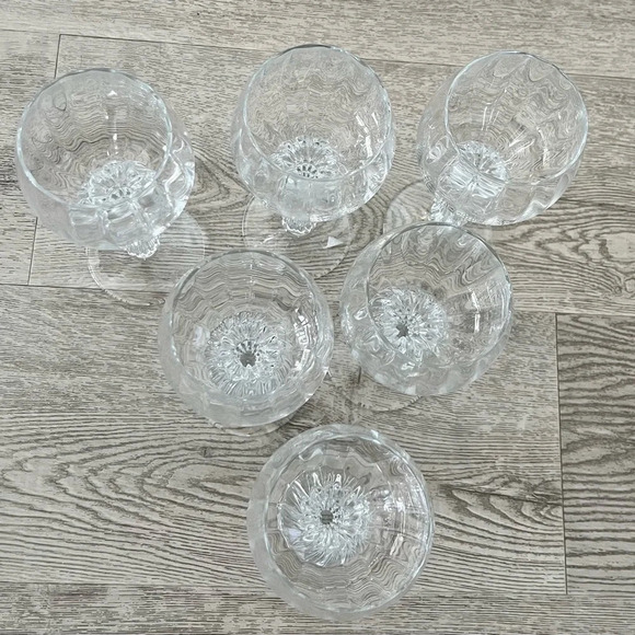 Krosno Poland Optic Crystal Wine Goblets Set of Six - Picture 2 of 8